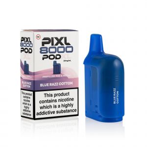 Pixl 8000 Blue Razz Cotton pod and box